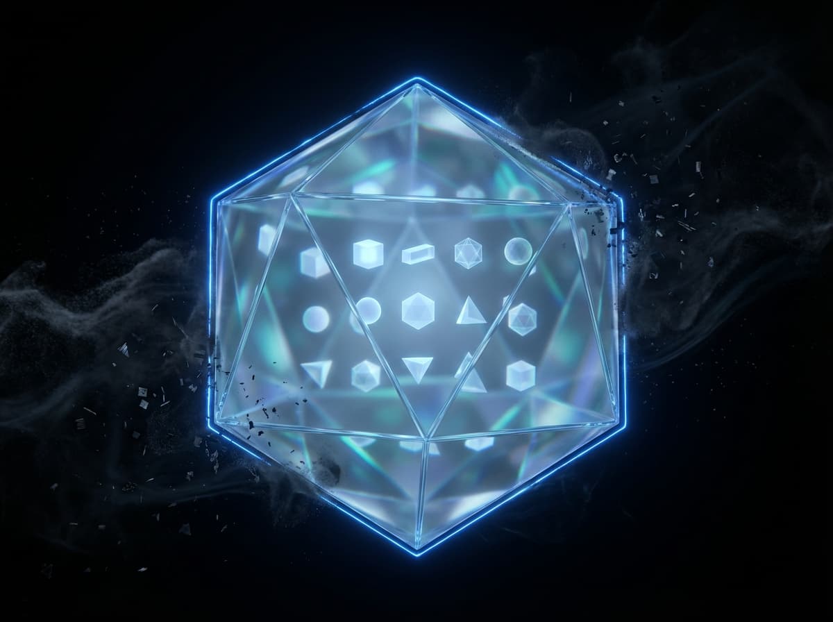 Translucent protective sphere enclosing secure digital environment with blue energy barrier