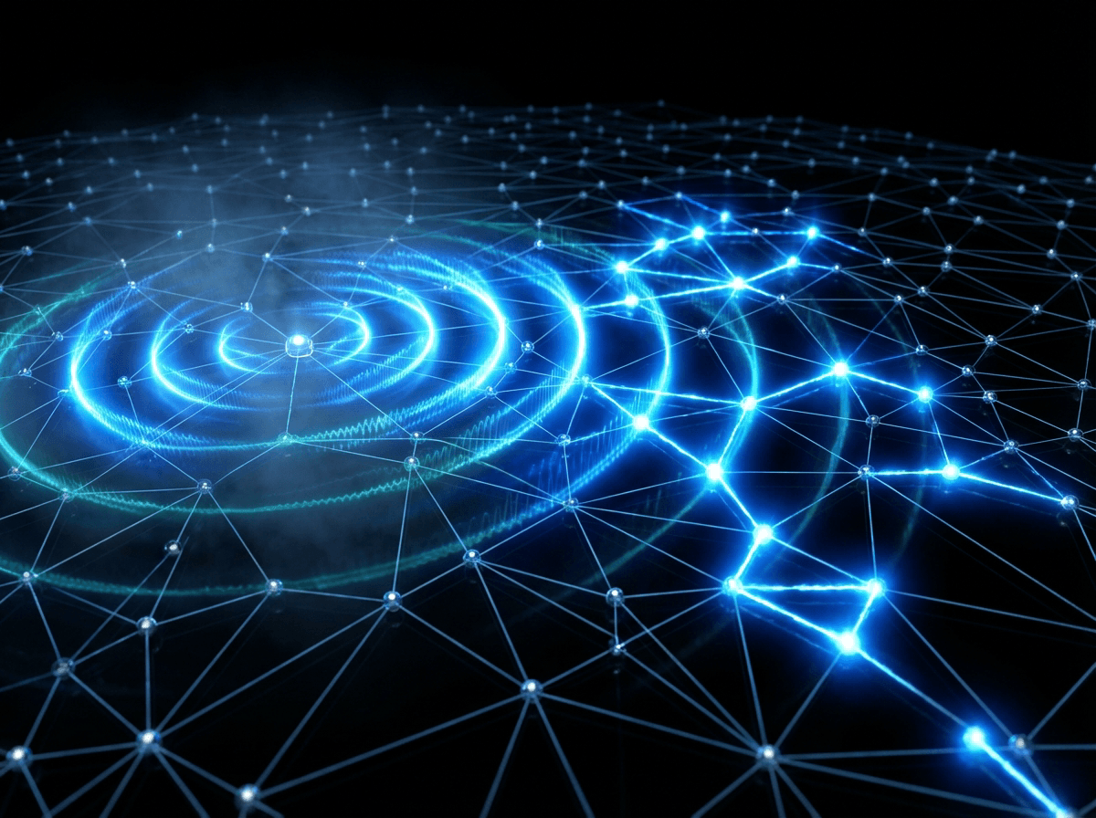 Automated attack simulation environment with blue-glowing network topology and breach path analysis